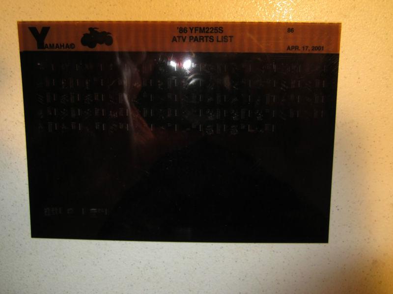 1986 yamaha atv yfm225s microfiche parts catalog yfm 225 s