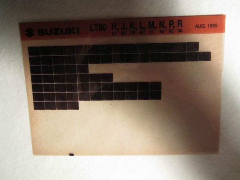 1987-1994 suzuki motorcycle lt80 h j k l m n p r microfiche parts catalog lt 80