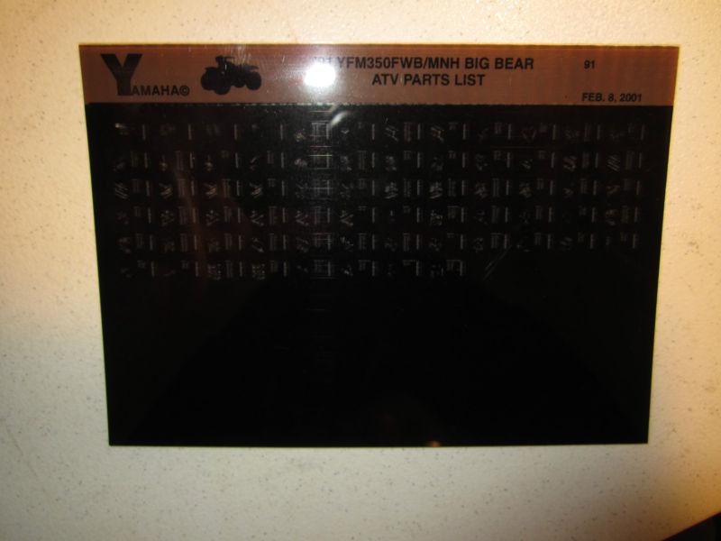 1991 yamaha atv yfm350fwb mnh big bear microfiche parts catalog yfm 350 fwb