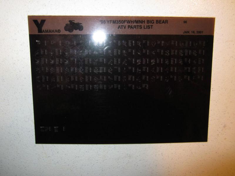 1996 yamaha atv yfm350fwh mnh big bear microfiche parts list catalog yfm 350 fwh