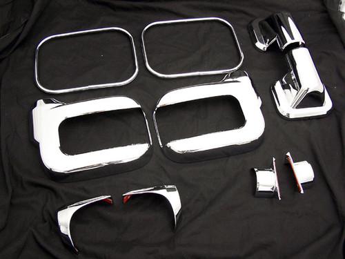 06 07 08 09 hummer h2 side door mirror bezel cover trim chrome compete kit pair