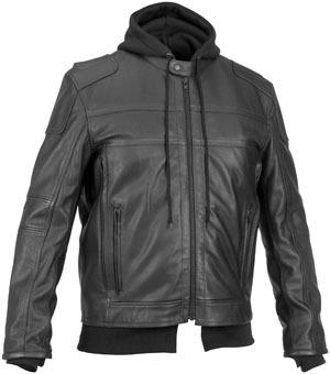 River road cavalier hooded leather jacket black us 48