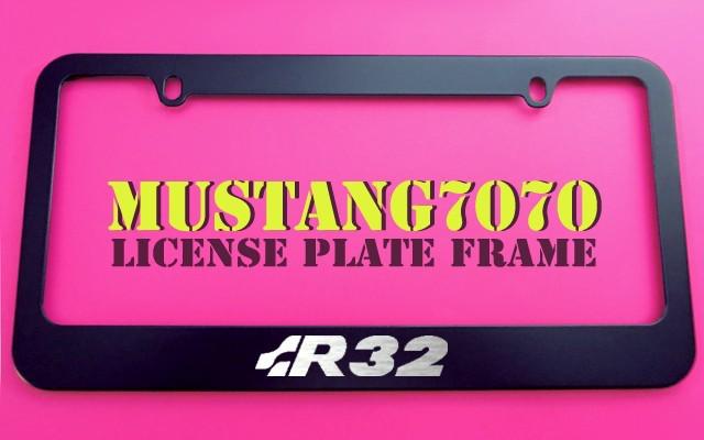 1 brand new volkswagen r32 black metal license plate frame + screw caps