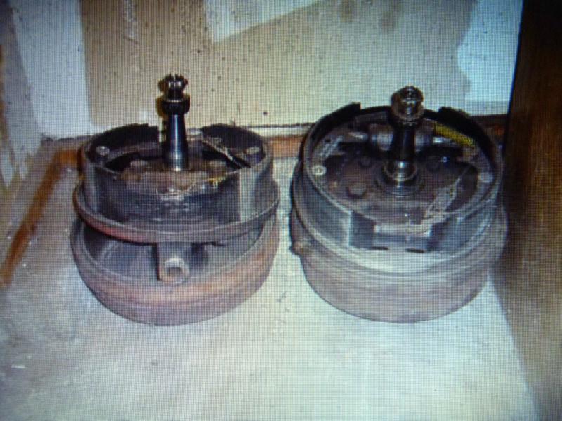 Mopar b-body loaded front brake drums with spindles shoes hardware and bearings