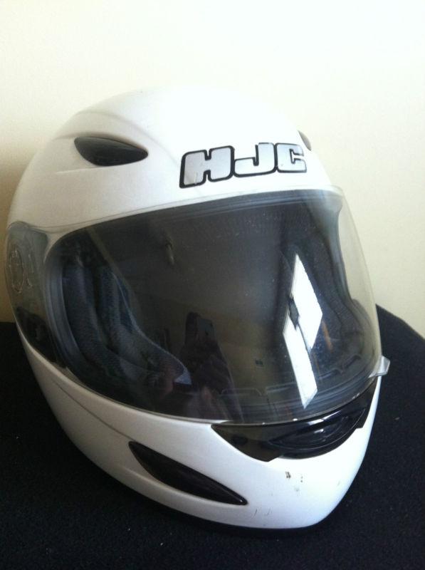 Pearl white l hjc full face metallic/matte helmet