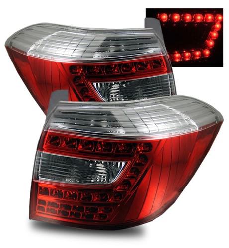 08-10 toyota highlander euro red clear led tail lights rear brake lamps housings