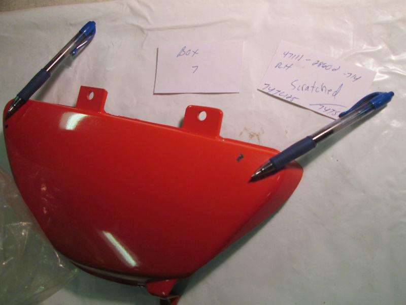 Suzuki tc125,ts400 nos oem r/h side cover in orange/red 1974 p# 47111-28602-714