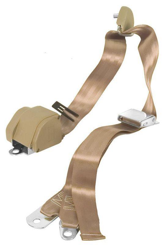 Seat belt 3 point shoulder tan saddle parchment pair w/ hardware & instructions