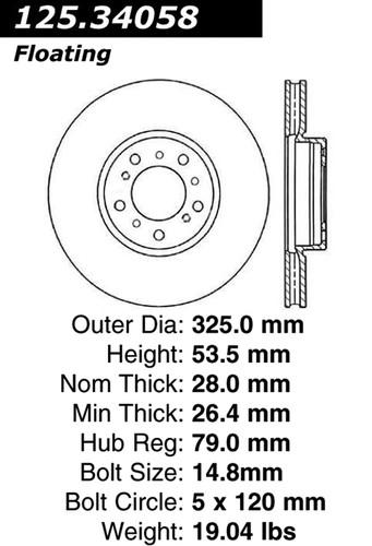 Centric 125.34058 front brake rotor/disc-high carbon rotor-preferred