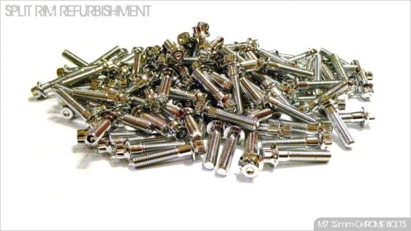 160x chrome split rim bolts m7 x 32mm bbs rs oz wheels high tensile steel screws