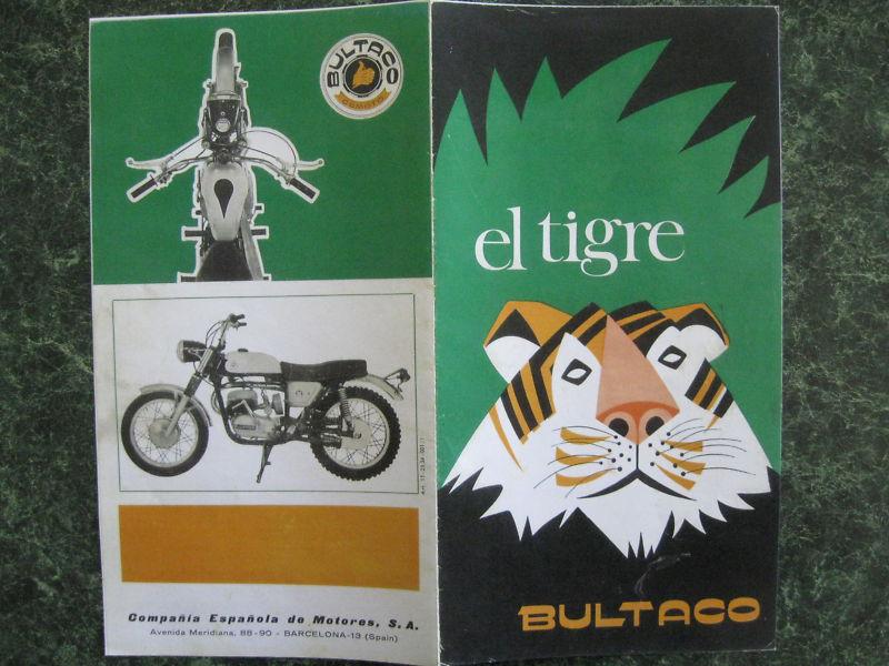 Bultaco el tigre 250, '68-'69-'70 brochure 11"x10" fully opened - 4 page repro. 