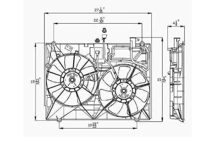 Ac condenser radiator cooling fan assembly 07-09 toyota sienna 3.5 v6 163630a150