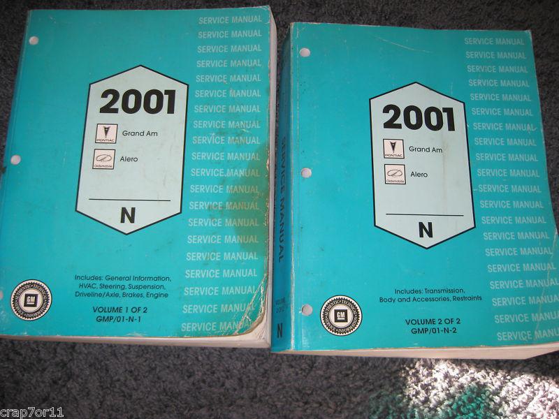 2001 pontiac grand am oldsmobile alero gm factory repair service 2  manual set