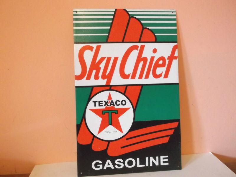 Vintage replica tin metal sign sky chief texaco texas gas fuel motor oil new 