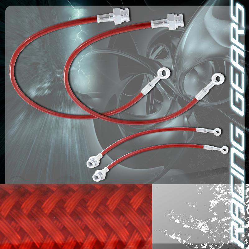 1989-1998 nissan 240sx silvia red front + rear stainless steel hose brake line