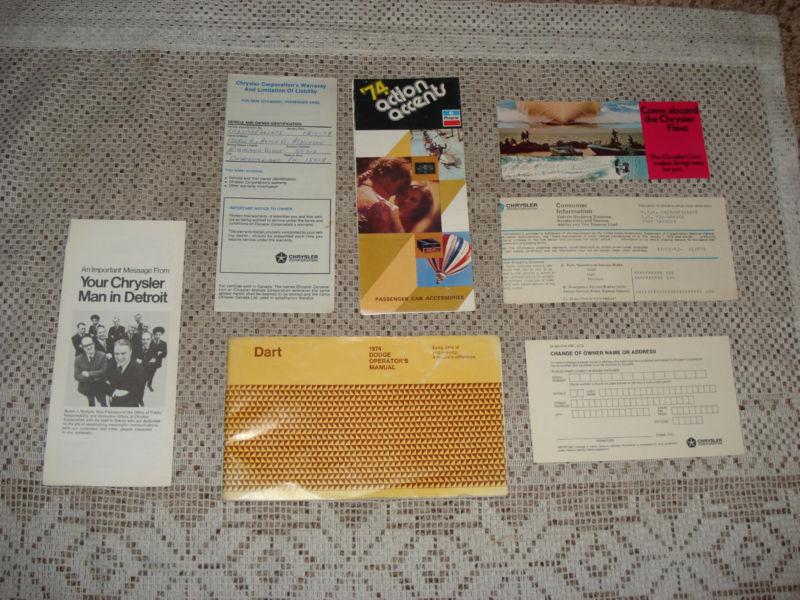 1974 dodge owners manual set original glove box books nice rare set