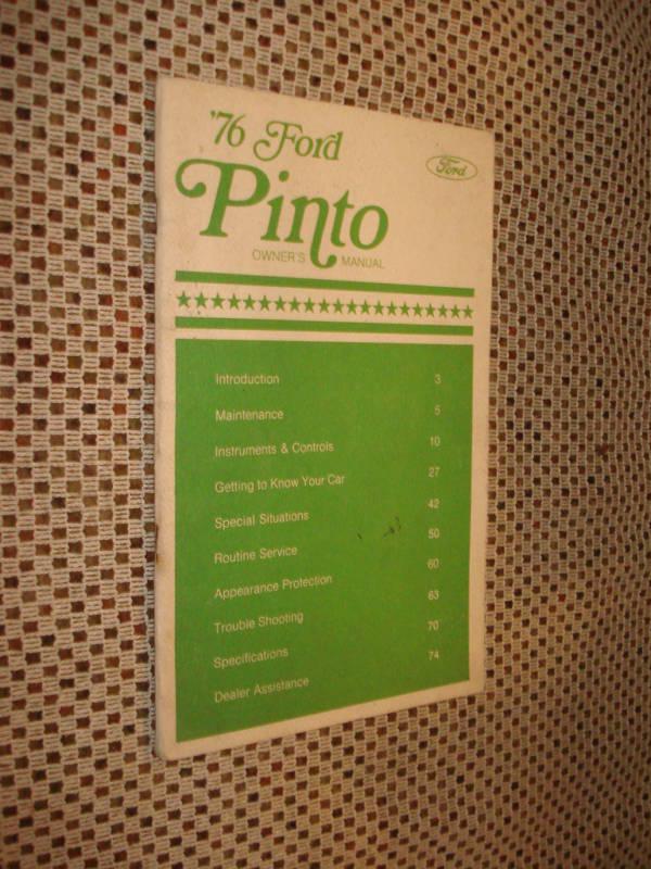 1976 ford pinto owners manual original glove box book 