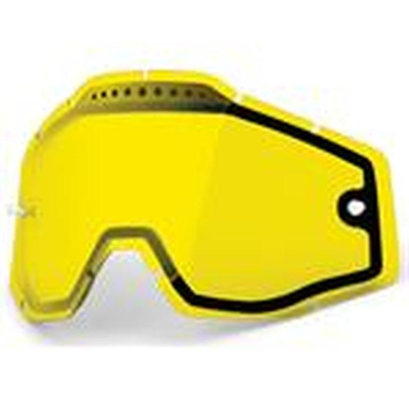 100% fits racecraft,accuri,strata adult dual lens goggle replacement,yellow vntd