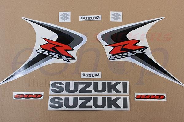 Suzuki gsx-r 600 2006 k6 set custom decals stickers kit black - silver aufkleber