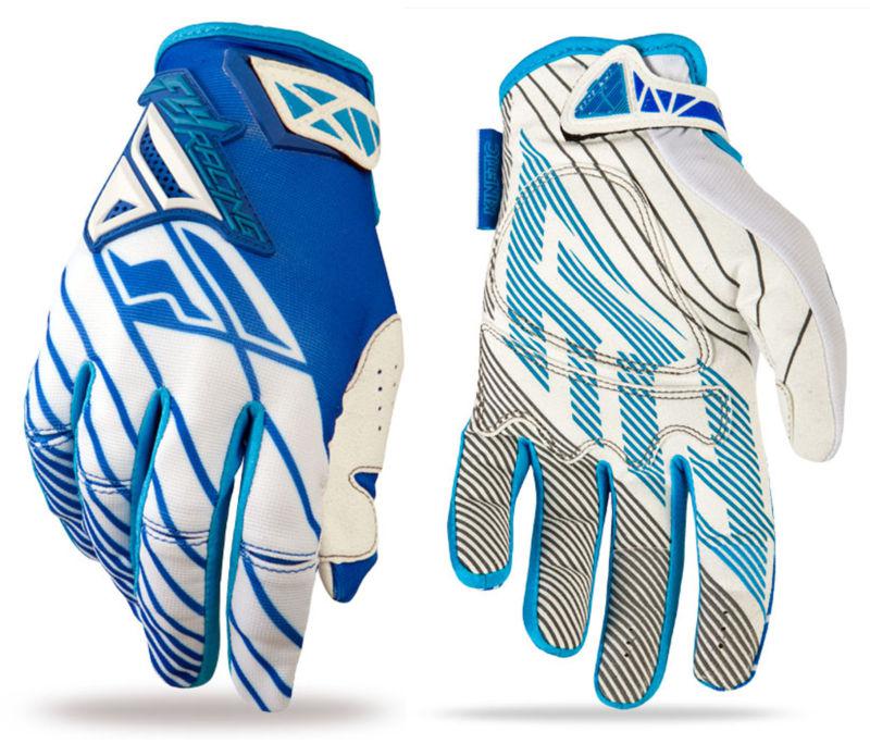 New 2014 fly racing kinetic gloves adult youth blue-white bmx moto motocross atv