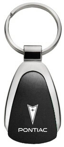 Pontiac black tear drop metal keychain car ring tag key fob logo lanyard