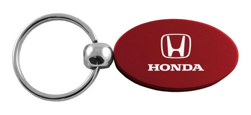 Honda burgundy oval metal keychain car key ring tag key fob logo lanyard