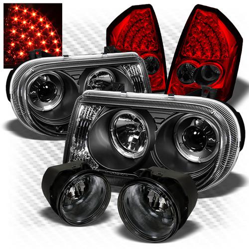 05-07 300c black projector headlights + r/s led perform tail lights + fog lights