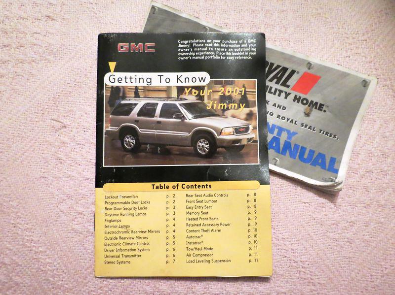 Getting to know your 2001 gmc jimmy user manual & uniroyal booklet