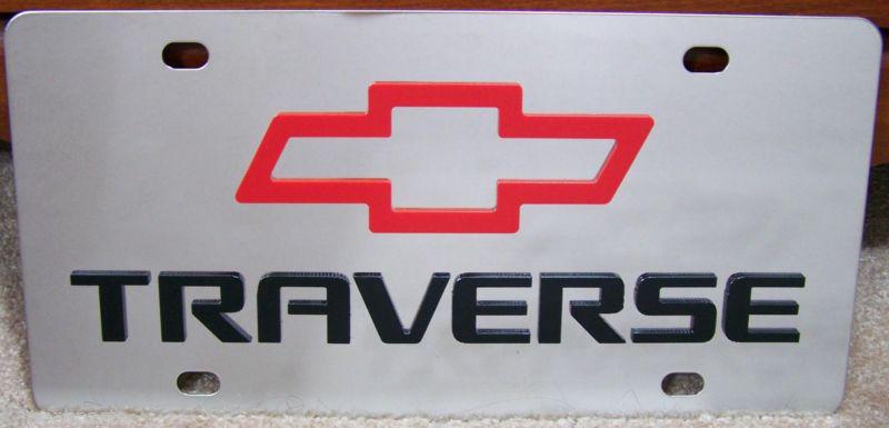 Chevrolet traverse stainless steel vanity license plate tag bowtie red