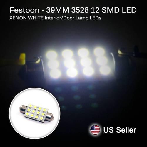 2x 12 smd led map/dome/license plate lights bulbs/bulb 6000k white 39mm festoon