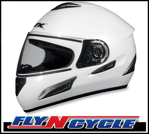 Afx fx-100 sun shield solid pearl white xs full face motorcycle helmet dot