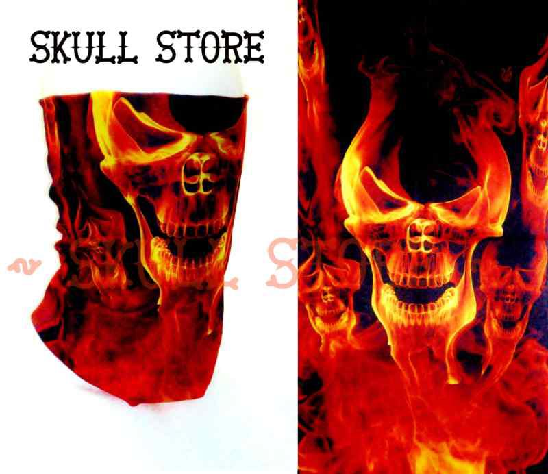 Orange ghost skull flame face mask neck tube tubular bandana gaiter lg balaclava