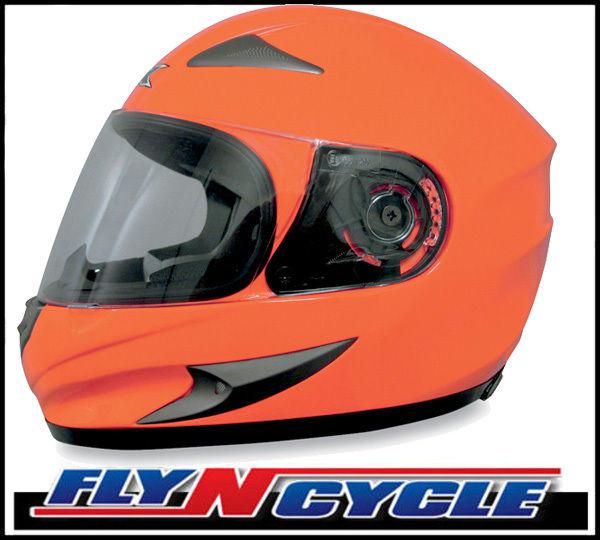 Afx fx-90 solid safety orange xs full face motorcycle helmet dot ece