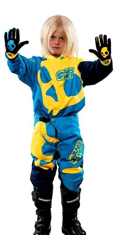 Answer skullcandy yth gear set jersey pant gloves blu/yel new motocross atv 