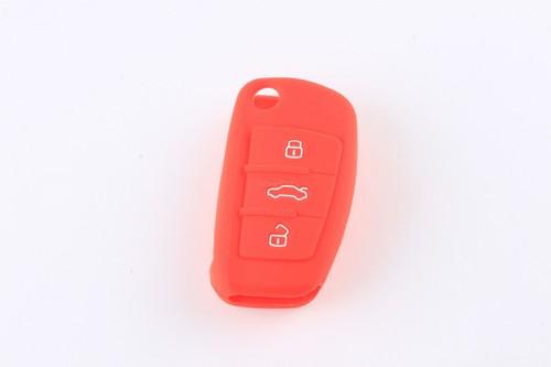 Grs silicone protective cover 3 button remote key case fit audi a6 a6l q7 q5 red