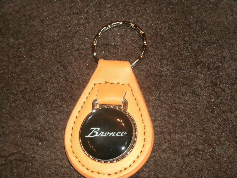 1960's 1970's ford bronco script logo vintage leather keychain keyring new orang