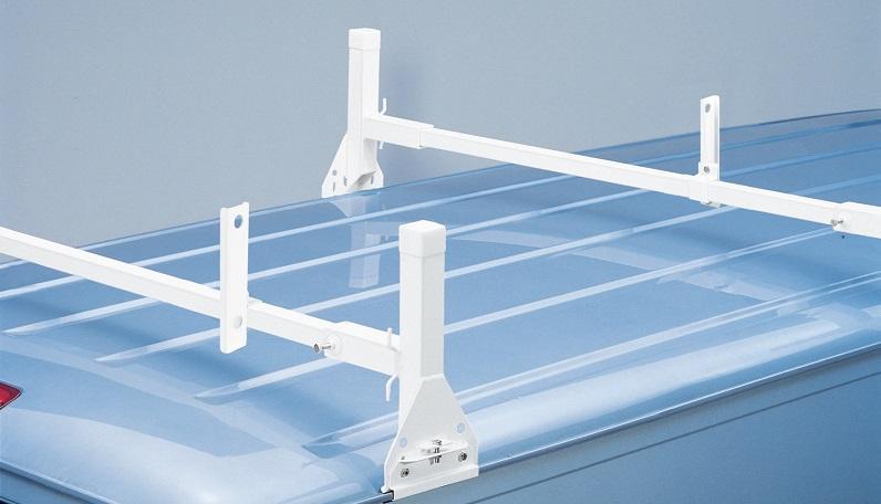 All aluminum 2 support ladder rack - white - for 2008 & newer ford van