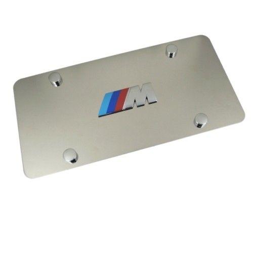 Bmw m logo polished stainless license plate - new!