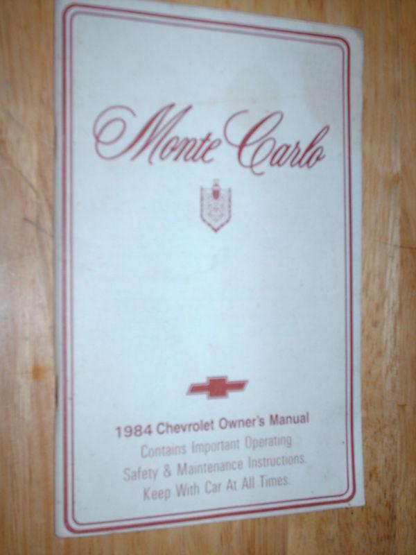 1984 chevrolet / monte carlo owner's manual / original ss & more!!