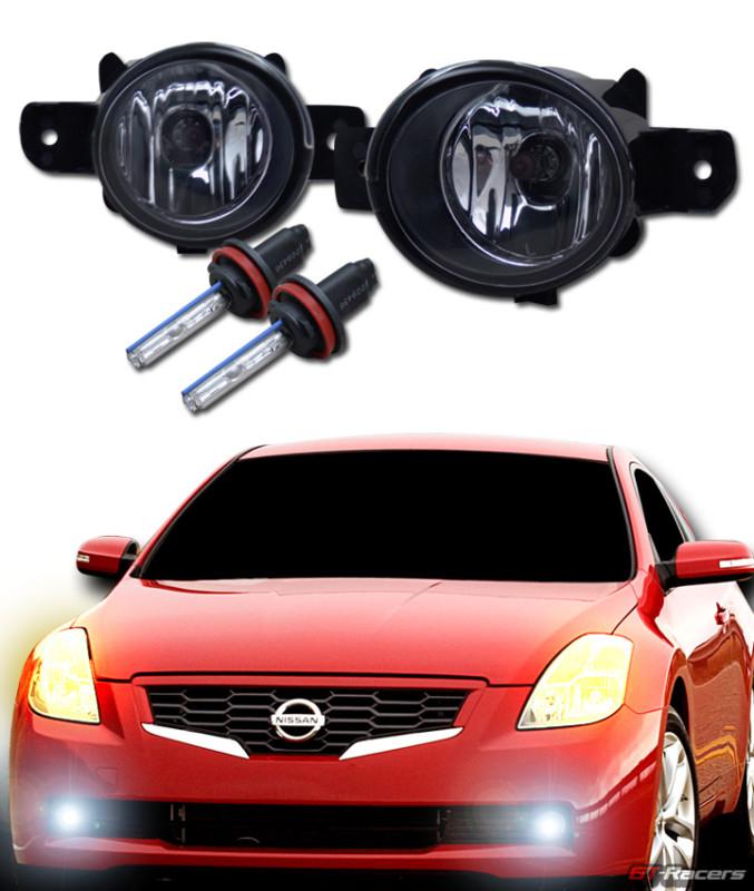 6k hid xenon w/ sport clear front bumper fog lights+switch 08-11 altima 2d/coupe