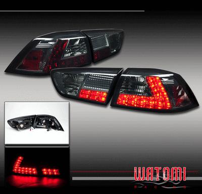 08-12 mitsubishi lancer 4dr led tail rear lights smoke ralliart evolution evo 10