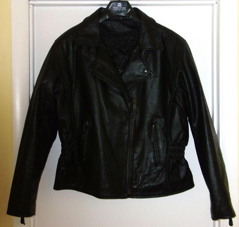 Womens leather motorcycle jacket sz lg