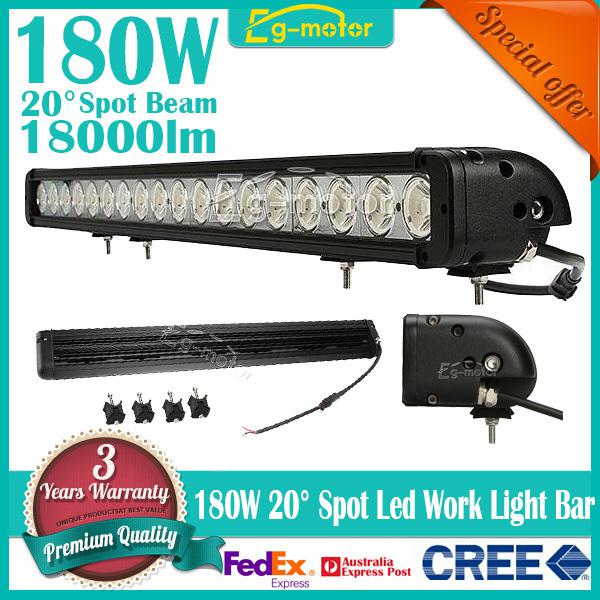 180w single row cree spot beam led work light bar offroad car jeep 4wd truck 4x4