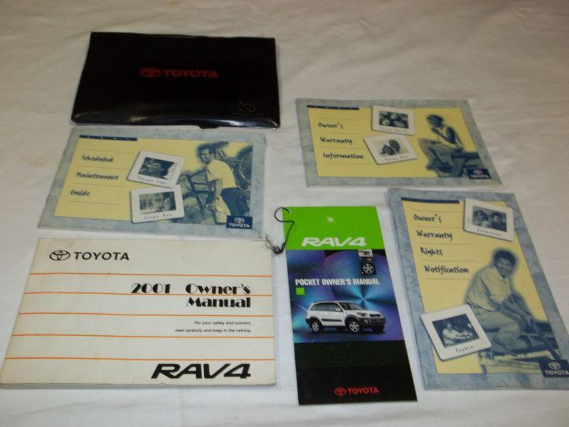 2001 toyota rav4 owner's manual 6/pc.set & black toyota factory case. free s/h