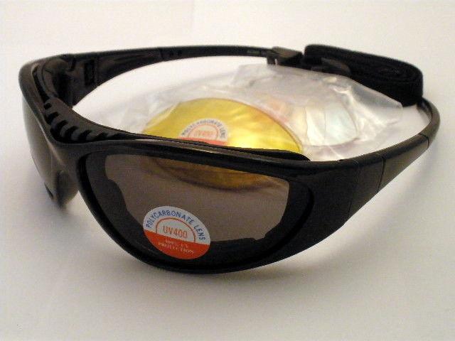 N7304 tr90 shiny black motorcycle glasses with two extra clear and yellow lenses