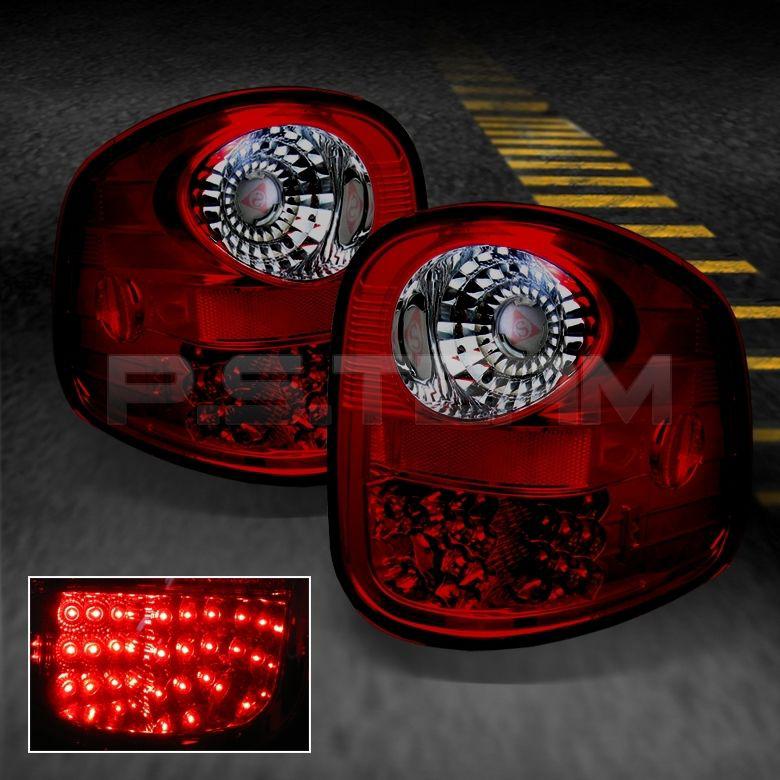 97-03 ford f-150 pickup truck flareside body red smoked led tail brake lights