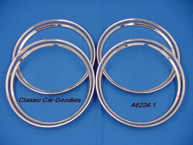 Trim rings classic 15" polished stainless (4) street rod