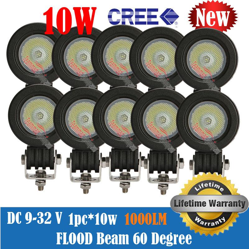 10x 10w 1000lum cree led work light flood car jeep motorcycle boat offroad lamp 