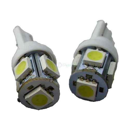 2x xenon white 5-smd t10 168 194 2825 w5w led bulbs for license plate light