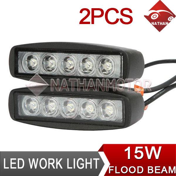 2x 15w led offroad work light spot beam car wagon suv utb mine boat ute lamp